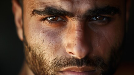 Obraz premium Close-up Portrait of a Man with Intense Gaze