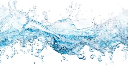 Water Wave Bubbles and Splash Isolated on White Background