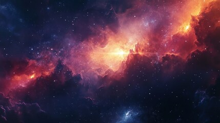 Fototapeta premium A Cosmic Nebula with Red, Orange, and Purple Hues
