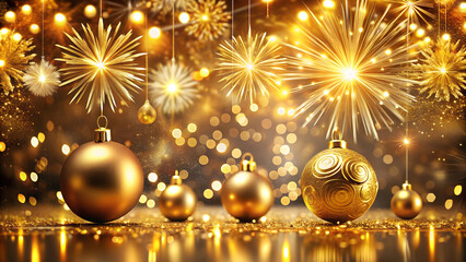 golden christmas background with balls