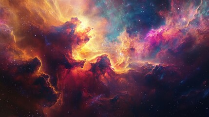 Fototapeta premium A Cosmic Nebula with Vivid Colors and Scattered Stars
