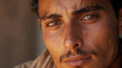 Obraz premium Close-up Portrait of a Young Man with Intriguing Eyes