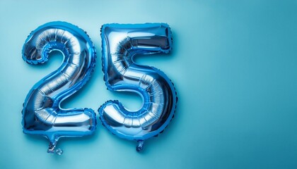 25 number made of blue balloon, copy space