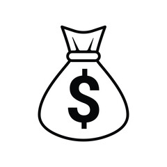 bag money icon with dollar sign design vector concept line style