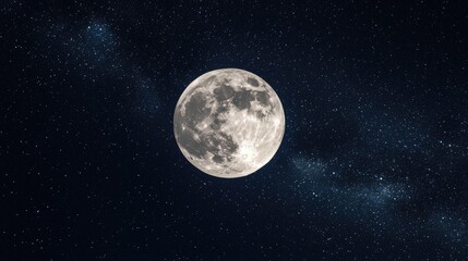 Naklejka premium Full moon illuminating a night sky