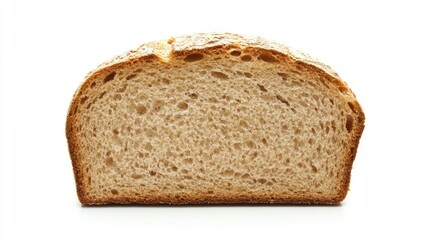 A Single Slice of Crusty Bread Isolated on White