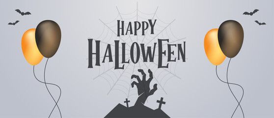 Happy Halloween social media banner or web banner template, Halloween sale post & party invitation background design
