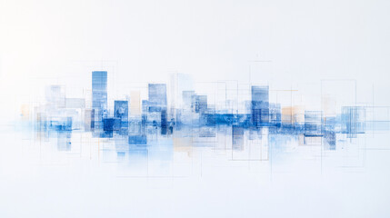 Obraz premium Architectural Blueprints Layered over a construct