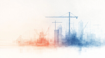 Architectural Blueprints Layered over a construct