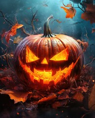 Fototapeta premium Halloween pumpkin composition