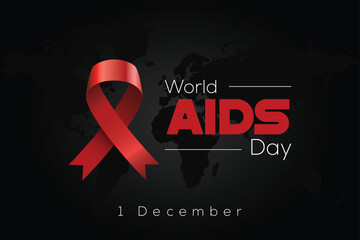 Fototapeta premium World AIDS Day 1 December. World Aids Day concept with black background, banner, poster, Wallpaper, Vector illustration.