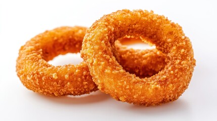 Two Golden Brown Onion Rings with Crispy Breadcrumbs