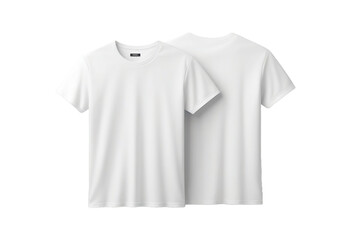 Blank white t-shirt mockup, isolated and showcasing front and back views on transparent background. Mockup template for football clothes. Cut out
