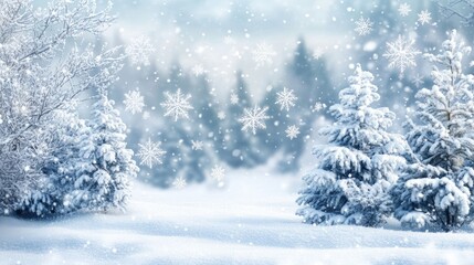 Fototapeta premium Winter landscape with snowflakes