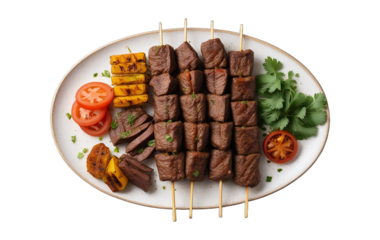 Ciger Sis with Turkish liver kabab or grilled pieces on a plate on transparent background