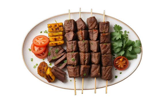 Ciger Sis with Turkish liver kabab or grilled pieces on a plate on transparent background