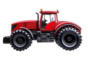 a red agriculture tractor is vividly depicted cut out