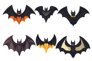 Fototapeta premium bat flat icon set cut out