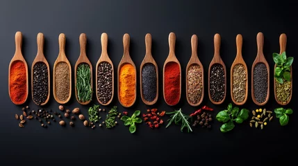 Crédence de cuisine  A collection of spices and herbs being used in a cooking class.  © CHA