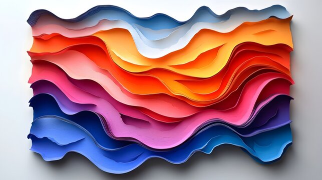 Layered Paper Cut Sankey Diagram with Flowing Paths and Vibrant Colors