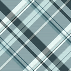 Stationary tartan plaid check, dye background textile pattern. Contemporary fabric texture vector seamless in white and cyan colors.