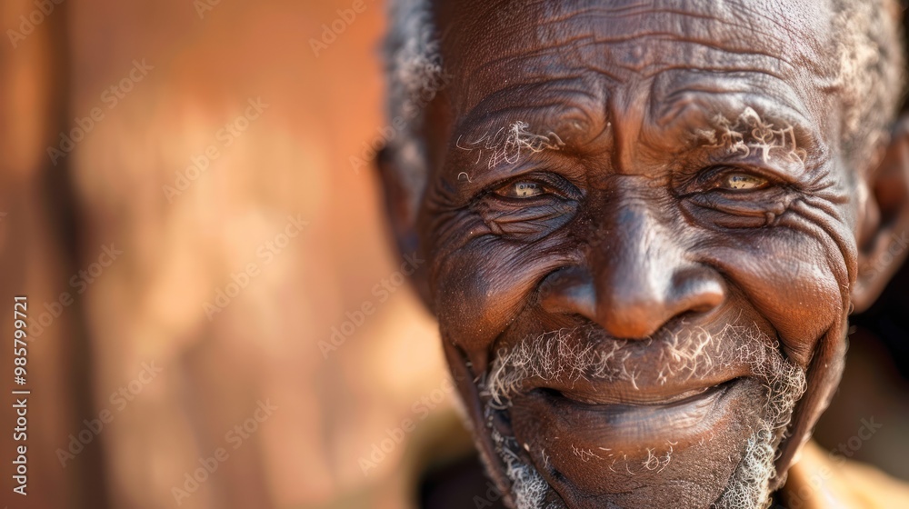 Poster Close-up Portrait of a Smiling Elderly African Man