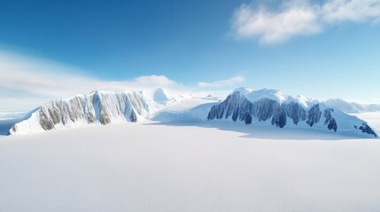 Antarctic ice caps, extreme cold, vast frozen landscape.