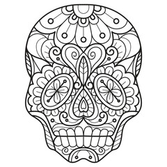 Skull pattern hand drawn for adult coloring book