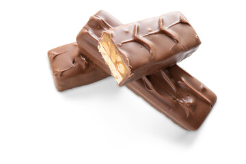 Chocolate bars, sweet candy isolated on transparent background
