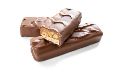 Chocolate bars, sweet candy isolated on transparent background