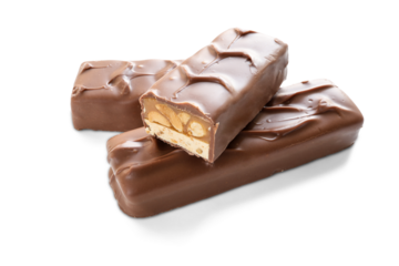 Chocolate bars, sweet candy isolated on transparent background