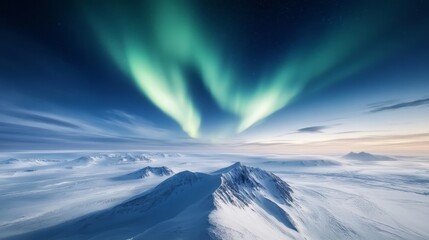 Antarctic night, glowing southern aurora, polar magnetosphere.