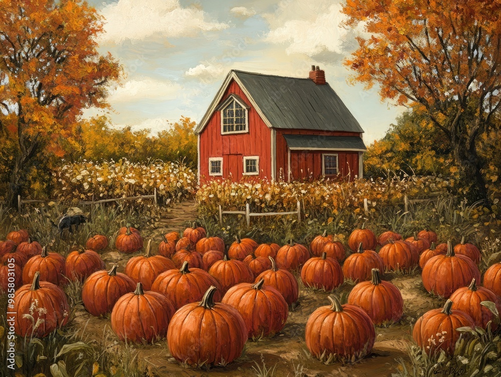 Sticker pumpkin patch autumn harvest