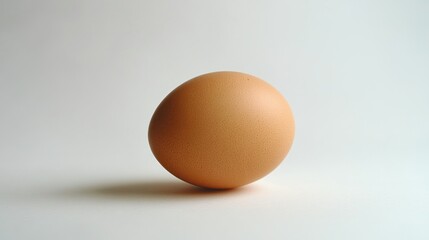 A Single Brown Egg Resting on a White Surface