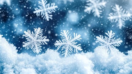 Winter frosty blue background with snowflakes