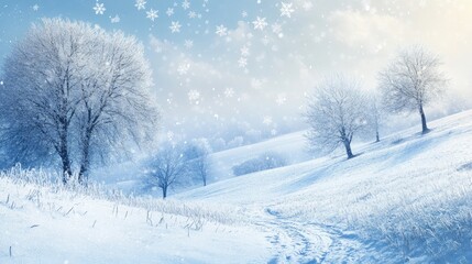 Obraz premium Winter landscape with snowflakes