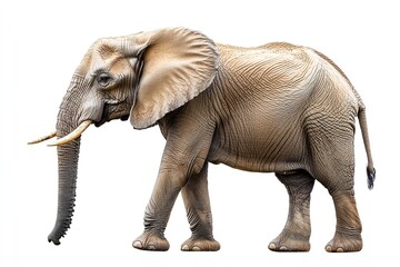 Obraz premium Elephant in the woods, solitary against a white backdrop. Generative Ai