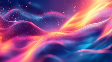 Fototapeta premium Abstract Wavy Background with Glittering Particles and Gradient Colors