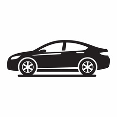 Minimalist Car Silhouette Vector Icon on White Background