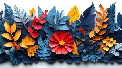 Layered Paper Cut Immune Support Supplement with Vibrant Plant Leaves