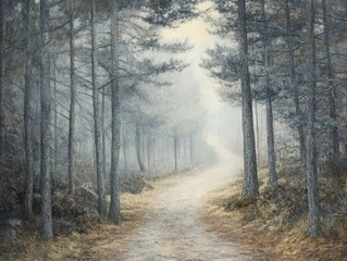 Fototapeta premium Misty Morning Forest Path