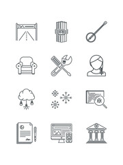 Adjustable, Agreement, Air, Armchair, Asteroid, set of icons for web design, vector illustration