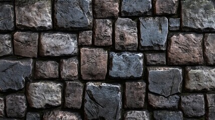 Naklejka premium A stone wall is shown in a dark color