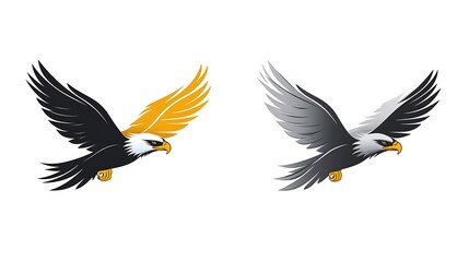 Fototapeta premium Majestic Golden Eagle and Silver Falcon Logo Vector with Transparent Background