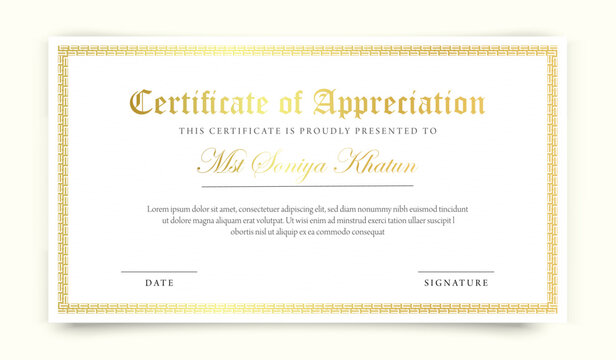 Elegant gold diploma certificate template. Creative Certificate Design Template Layout.