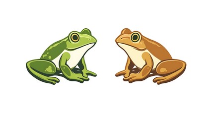 Naklejka premium Minimalistic Green Frog and Brown Toad Logo Vector on White Background