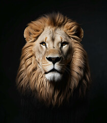 Fototapeta premium professional photo of lion head with majestic mane front view