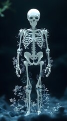 Detailed 3D Paper Cut of a Complete Human Skeleton with Layered Bones on Dark Backdrop