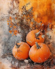 Autumn pumpkins in orange hues