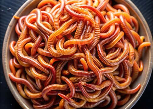 A peculiar creature features a crimson-orange body and a pallid ivory head, mirroring the vibrant colors found within the realm of human waste.